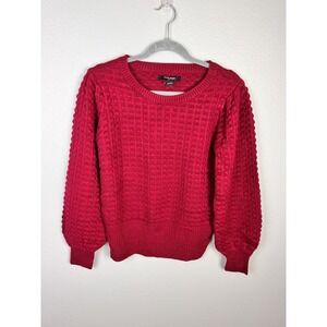 Love by Design Maroon Sweater Size XS Waffle Knit